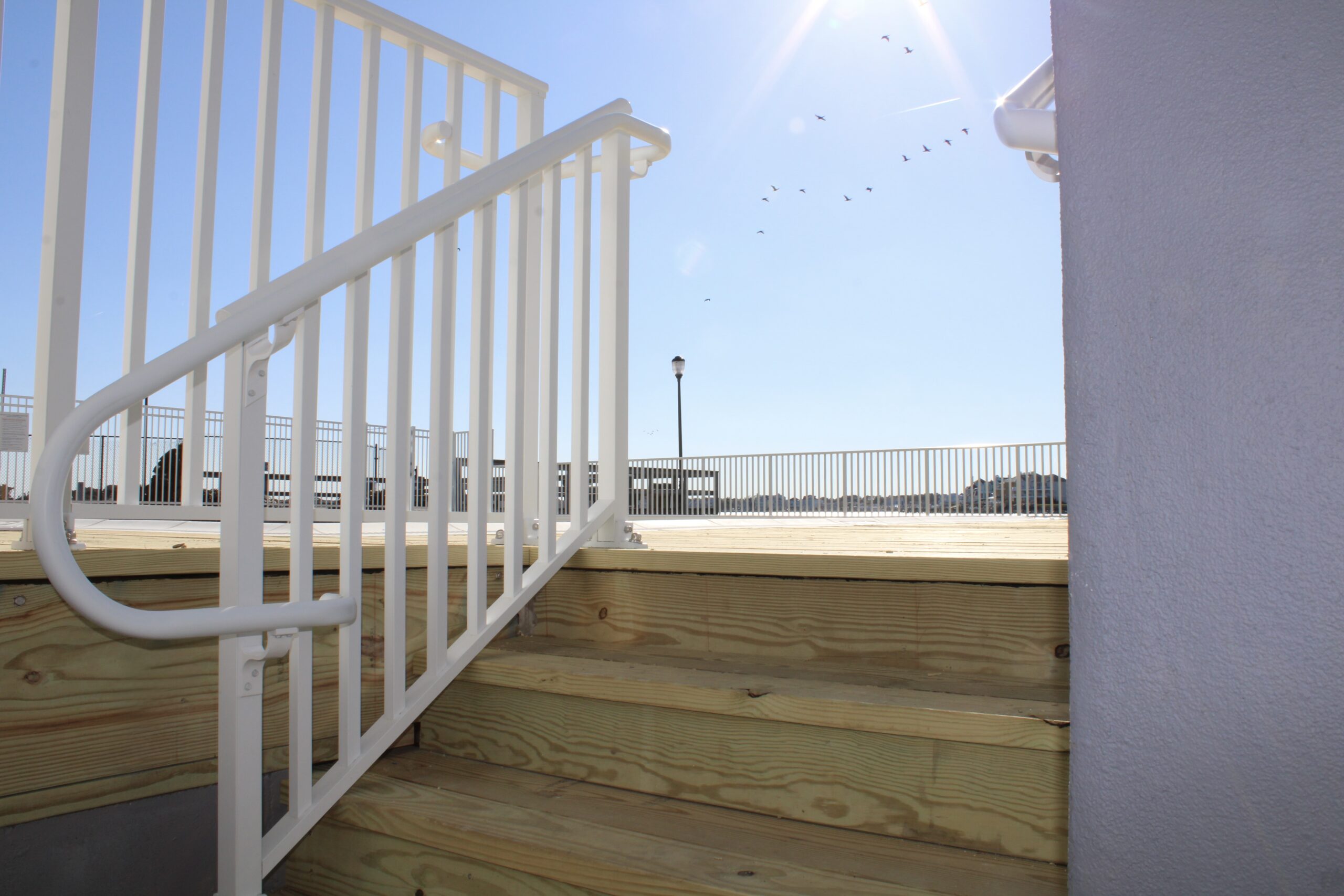 Exterior restoration work on a coastal commercial property